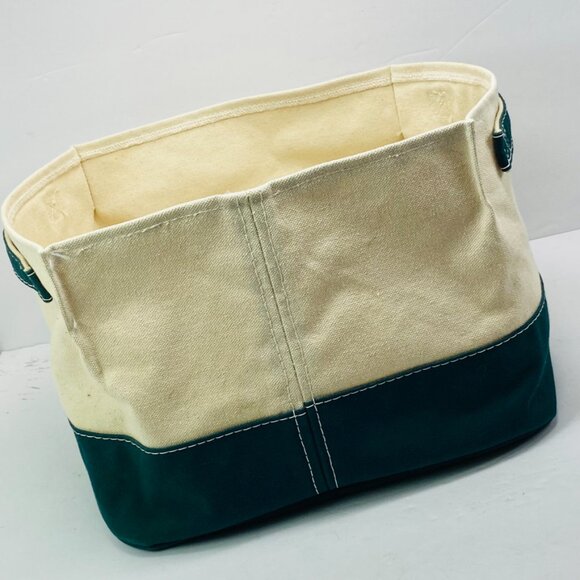 LL BEAN Canvas Catalog Storage Tote 100% Cotton Heavy Canvas 8" x 9.5" x 8” - Picture 3 of 14